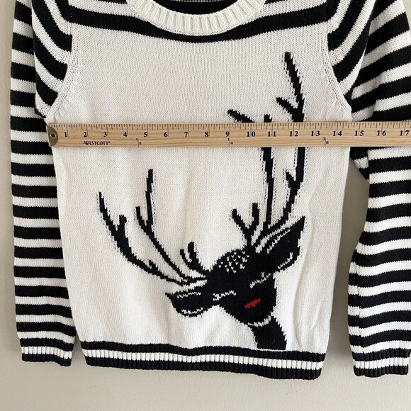 Copper Key Sweater Top Girls Size XL Deer Graphic Print Striped Black White - Picture 5 of 8